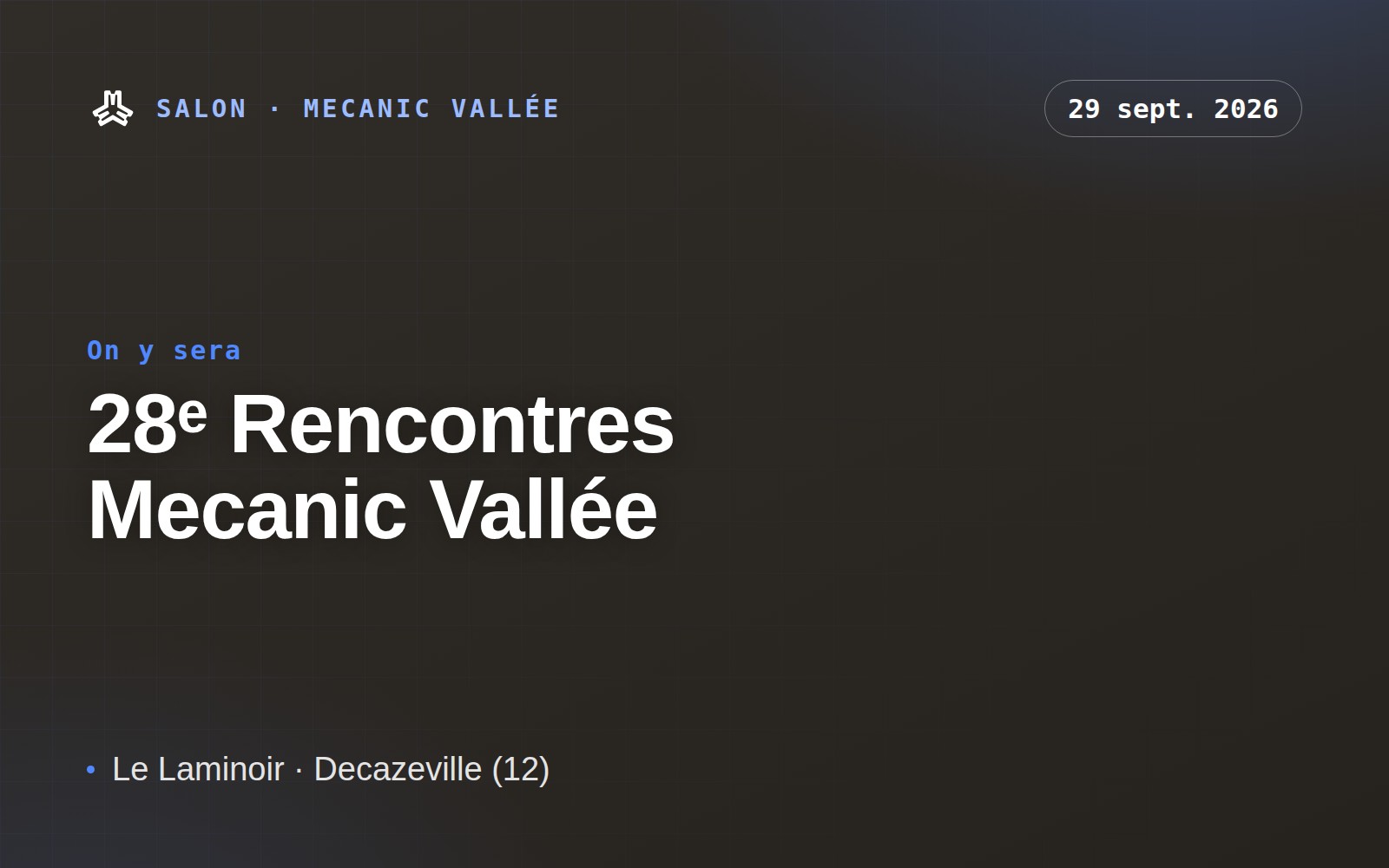 Visuel M3i Industrie — 28ᵉ Rencontres de la Mecanic Vallée à Decazeville, 29 septembre 2026